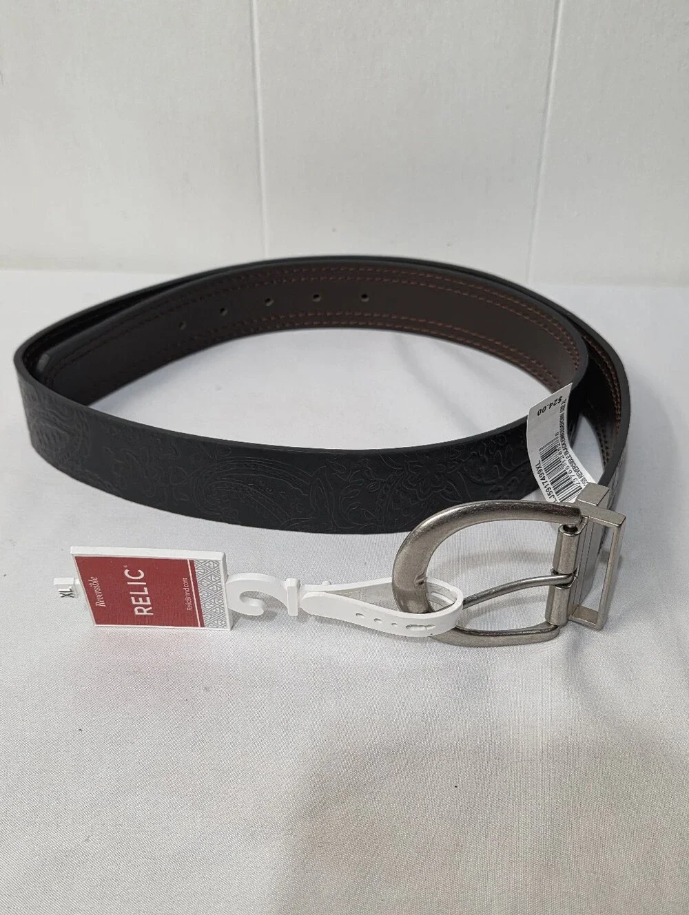 Relic Reversible Embossed Belt with Silver Buckle Womens Size XL